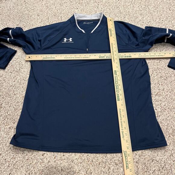 Under Armour Quarter Zip Active Pullover Sz XXL Blue White Workout - Picture 3 of 4